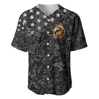 Personalized Yin Yang Billiards Baseball Jersey 8 Ball and 9 Ball in Fiery Black Camo Pattern - Wonder Print Shop