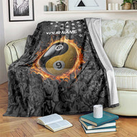 Personalized Yin Yang Billiards Blanket 8 Ball and 9 Ball in Fiery Black Camo Pattern - Wonder Print Shop