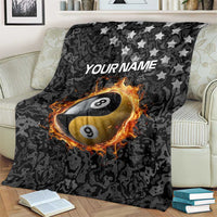 Personalized Yin Yang Billiards Blanket 8 Ball and 9 Ball in Fiery Black Camo Pattern - Wonder Print Shop