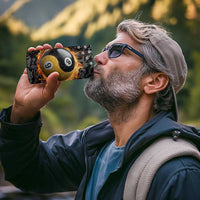 Personalized Yin Yang Billiards 4 in 1 Can Cooler Tumbler 8 Ball and 9 Ball in Fiery Black Camo Pattern - Wonder Print Shop