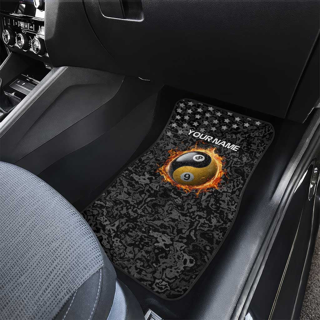 Personalized Yin Yang Billiards Car Mats 8 Ball and 9 Ball in Fiery Black Camo Pattern - Wonder Print Shop