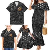 Personalized Yin Yang Billiards Family Matching Mermaid Dress and Hawaiian Shirt 8 Ball and 9 Ball in Fiery Black Camo Pattern - Wonder Print Shop