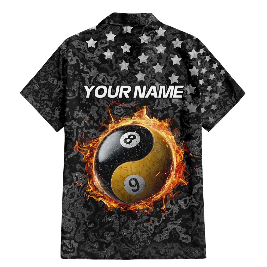 Personalized Yin Yang Billiards Family Matching Mermaid Dress and Hawaiian Shirt 8 Ball and 9 Ball in Fiery Black Camo Pattern - Wonder Print Shop