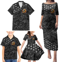 Personalized Yin Yang Billiards Family Matching Puletasi and Hawaiian Shirt 8 Ball and 9 Ball in Fiery Black Camo Pattern - Wonder Print Shop