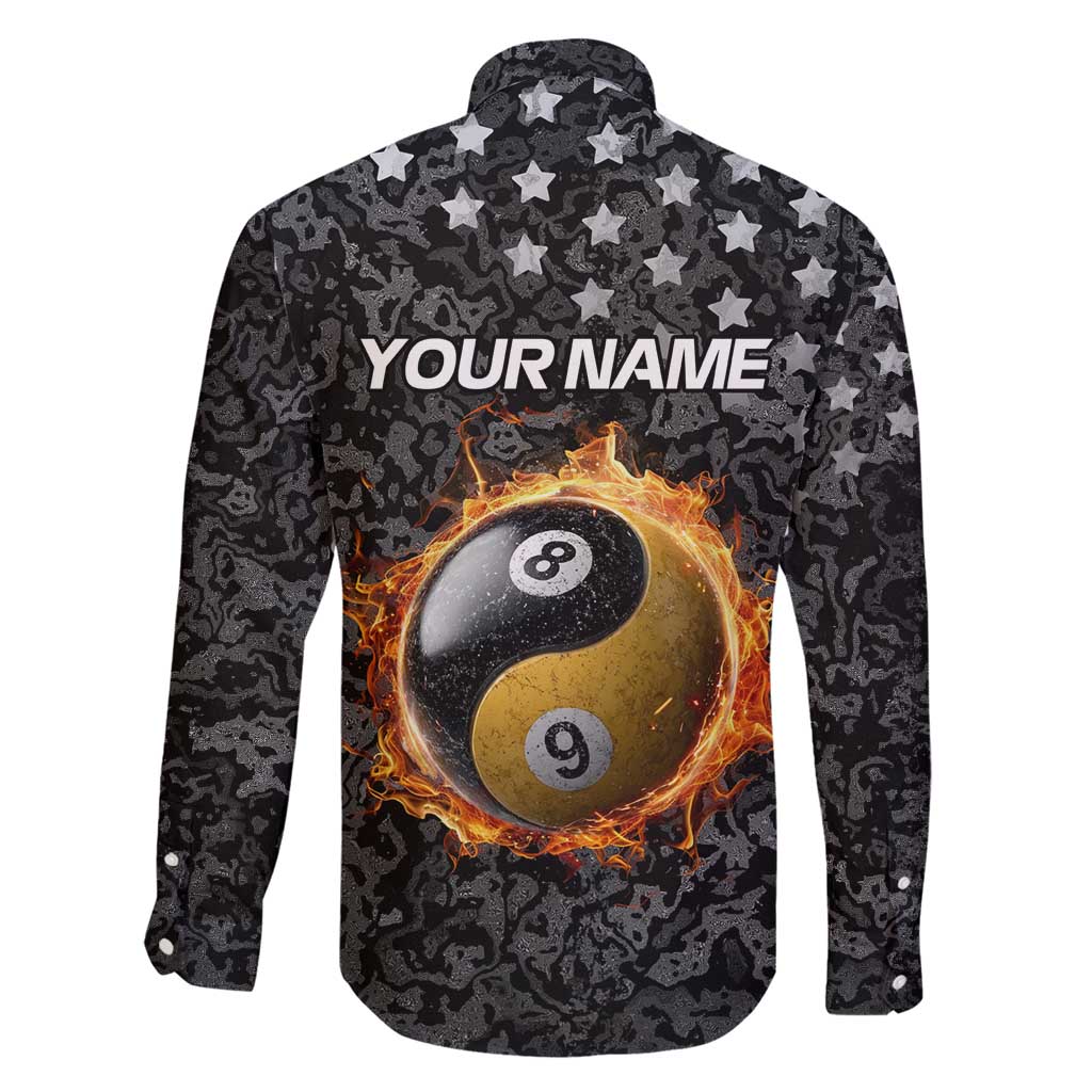Personalized Yin Yang Billiards Family Matching Short Sleeve Bodycon Dress and Hawaiian Shirt 8 Ball and 9 Ball in Fiery Black Camo Pattern - Wonder Print Shop
