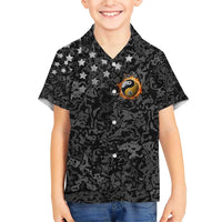 Personalized Yin Yang Billiards Family Matching Short Sleeve Bodycon Dress and Hawaiian Shirt 8 Ball and 9 Ball in Fiery Black Camo Pattern - Wonder Print Shop