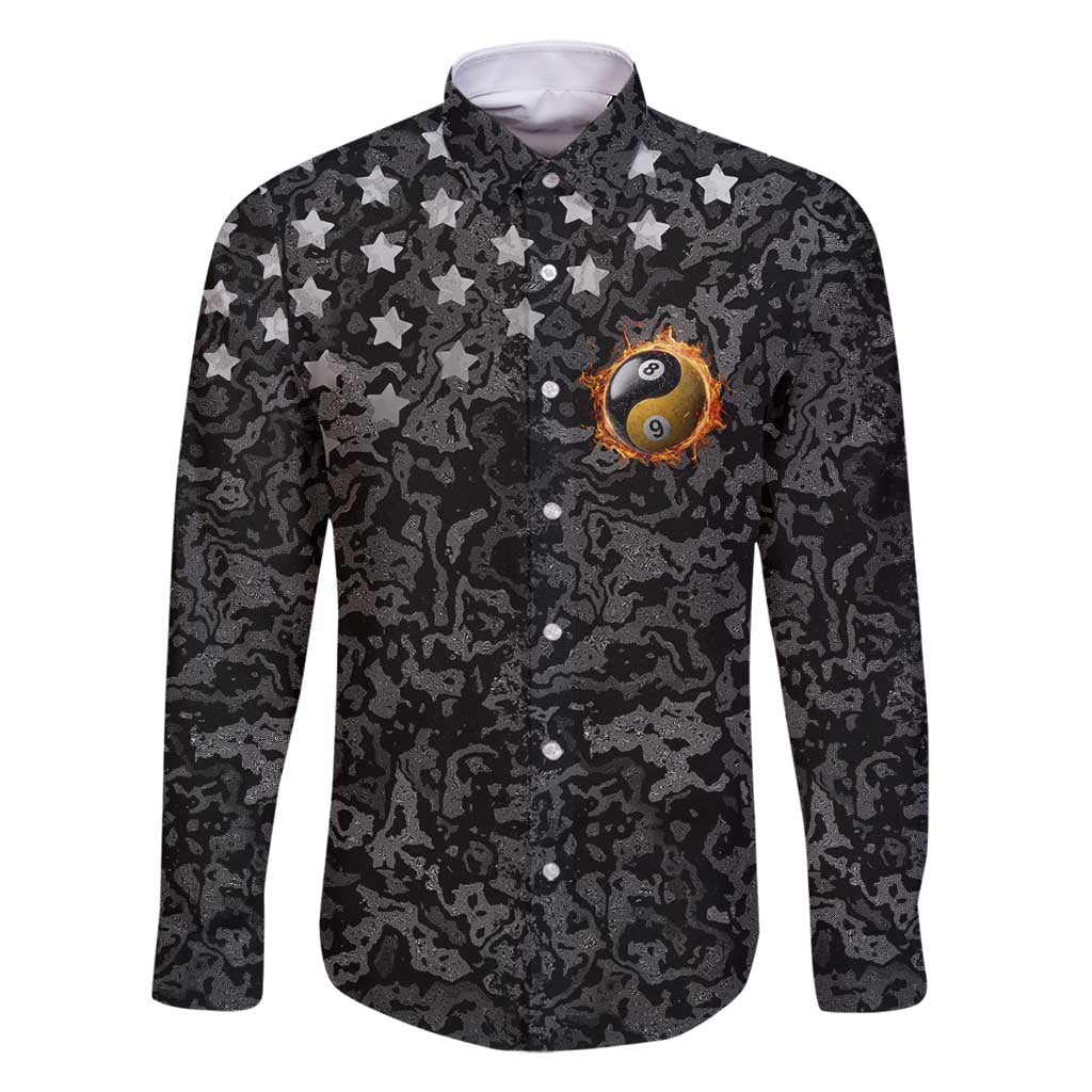 Personalized Yin Yang Billiards Family Matching Summer Maxi Dress and Hawaiian Shirt 8 Ball and 9 Ball in Fiery Black Camo Pattern - Wonder Print Shop