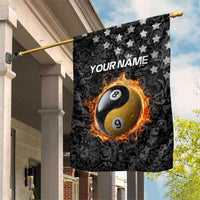 Personalized Yin Yang Billiards Garden Flag 8 Ball and 9 Ball in Fiery Black Camo Pattern - Wonder Print Shop
