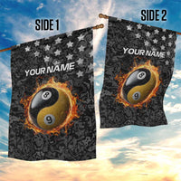 Personalized Yin Yang Billiards Garden Flag 8 Ball and 9 Ball in Fiery Black Camo Pattern - Wonder Print Shop