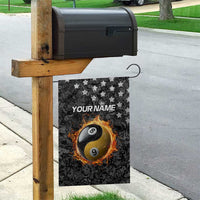 Personalized Yin Yang Billiards Garden Flag 8 Ball and 9 Ball in Fiery Black Camo Pattern - Wonder Print Shop