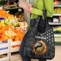 Personalized Yin Yang Billiards Grocery Bag 8 Ball and 9 Ball in Fiery Black Camo Pattern - Wonder Print Shop