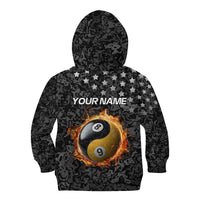 Personalized Yin Yang Billiards Kid Hoodie 8 Ball and 9 Ball in Fiery Black Camo Pattern - Wonder Print Shop