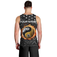 Personalized Yin Yang Billiards Men Tank Top 8 Ball and 9 Ball in Fiery Black Camo Pattern - Wonder Print Shop