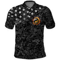 Personalized Yin Yang Billiards Polo Shirt 8 Ball and 9 Ball in Fiery Black Camo Pattern - Wonder Print Shop