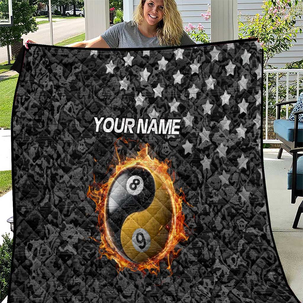 Personalized Yin Yang Billiards Quilt 8 Ball and 9 Ball in Fiery Black Camo Pattern - Wonder Print Shop
