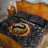 Personalized Yin Yang Billiards Quilt Bed Set 8 Ball and 9 Ball in Fiery Black Camo Pattern - Wonder Print Shop