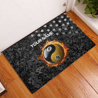 Personalized Yin Yang Billiards Rubber Doormat 8 Ball and 9 Ball in Fiery Black Camo Pattern - Wonder Print Shop