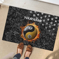 Personalized Yin Yang Billiards Rubber Doormat 8 Ball and 9 Ball in Fiery Black Camo Pattern - Wonder Print Shop