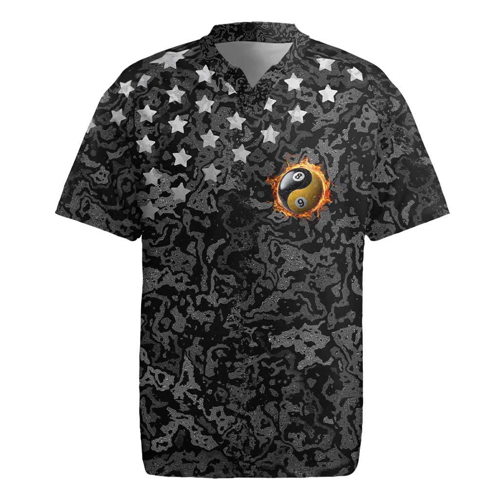 Personalized Yin Yang Billiards Rugby Jersey 8 Ball and 9 Ball in Fiery Black Camo Pattern - Wonder Print Shop
