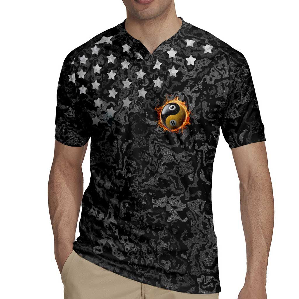 Personalized Yin Yang Billiards Rugby Jersey 8 Ball and 9 Ball in Fiery Black Camo Pattern - Wonder Print Shop