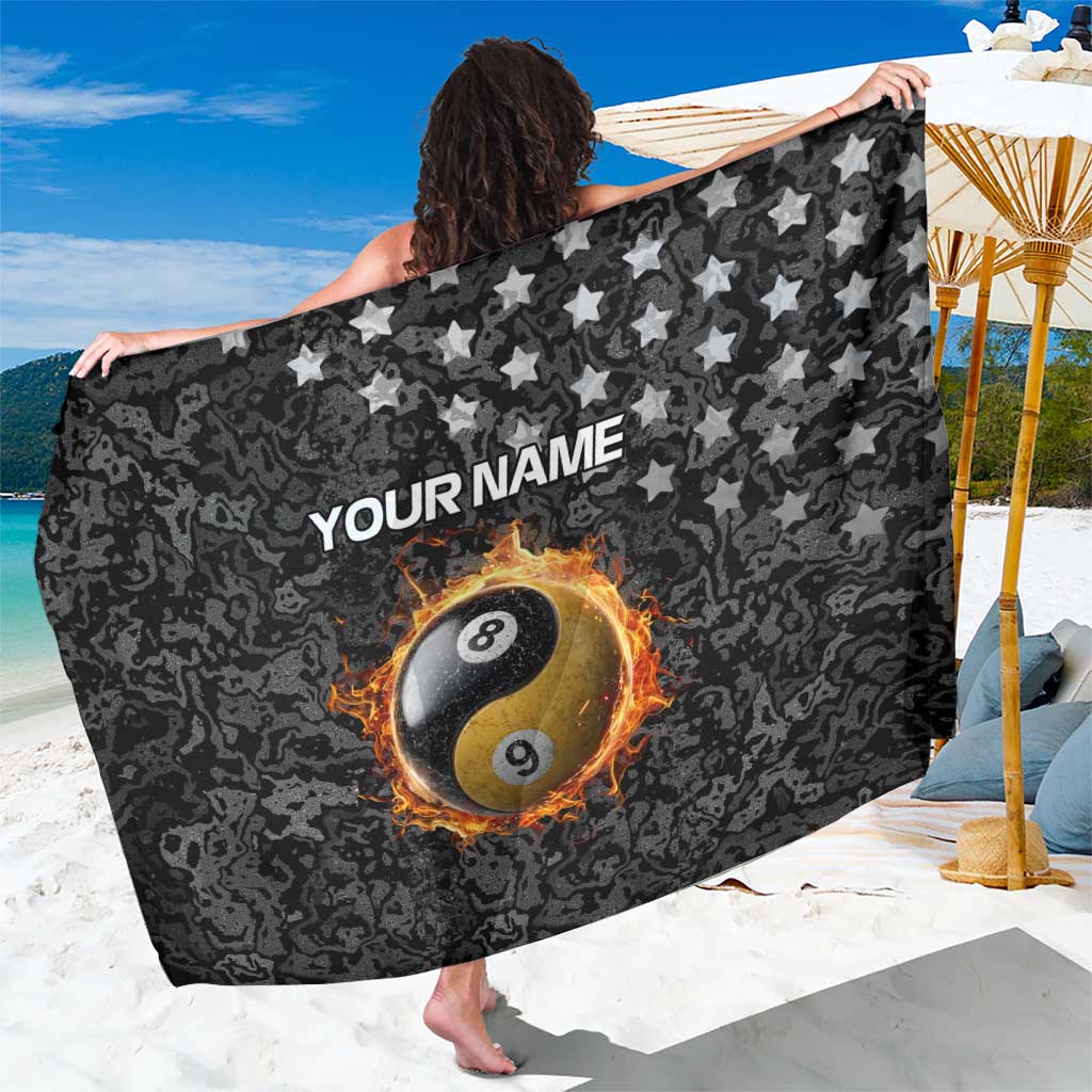 Personalized Yin Yang Billiards Sarong 8 Ball and 9 Ball in Fiery Black Camo Pattern - Wonder Print Shop