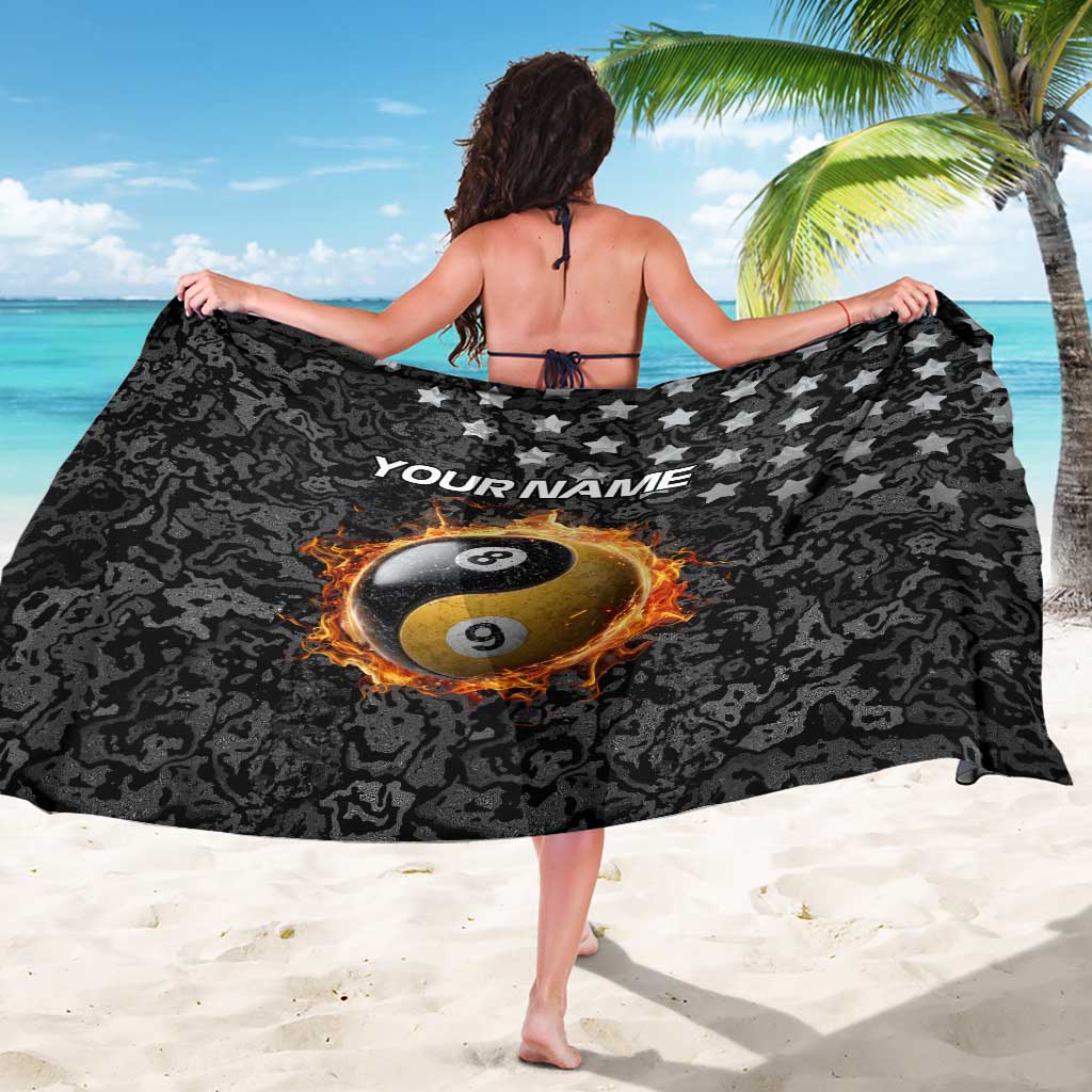 Personalized Yin Yang Billiards Sarong 8 Ball and 9 Ball in Fiery Black Camo Pattern - Wonder Print Shop