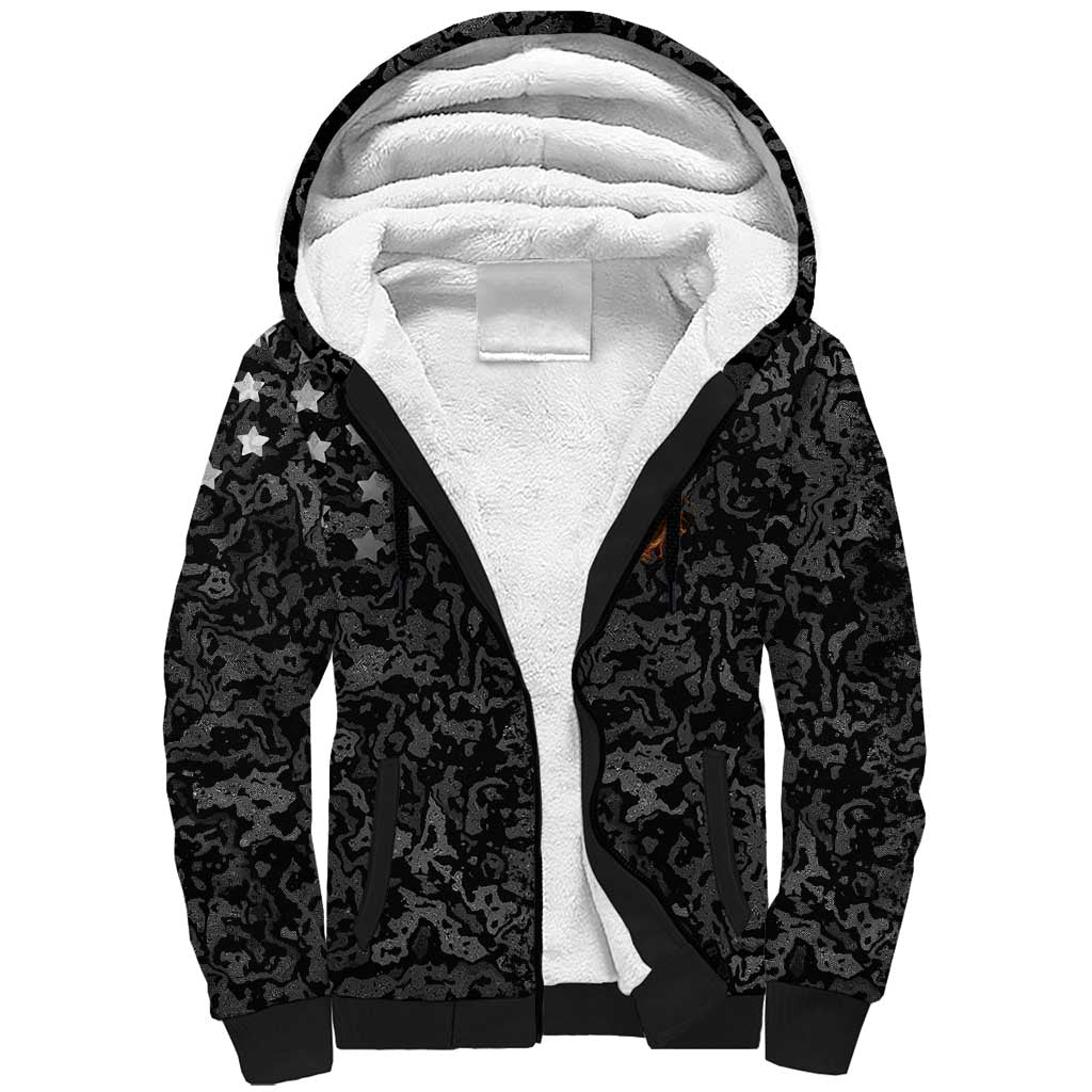 Personalized Yin Yang Billiards Sherpa Hoodie 8 Ball and 9 Ball in Fiery Black Camo Pattern - Wonder Print Shop