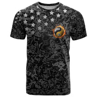 Personalized Yin Yang Billiards T Shirt 8 Ball and 9 Ball in Fiery Black Camo Pattern - Wonder Print Shop