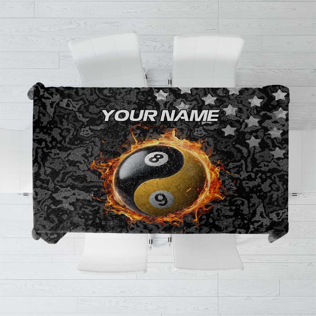 Personalized Yin Yang Billiards Tablecloth 8 Ball and 9 Ball in Fiery Black Camo Pattern - Wonder Print Shop