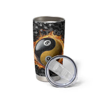 Personalized Yin Yang Billiards Tumbler Cup 8 Ball and 9 Ball in Fiery Black Camo Pattern - Wonder Print Shop