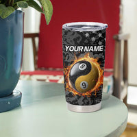 Personalized Yin Yang Billiards Tumbler Cup 8 Ball and 9 Ball in Fiery Black Camo Pattern - Wonder Print Shop