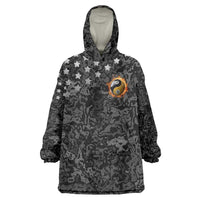 Personalized Yin Yang Billiards Wearable Blanket Hoodie 8 Ball and 9 Ball in Fiery Black Camo Pattern - Wonder Print Shop