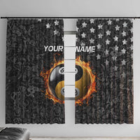 Personalized Yin Yang Billiards Window Curtain 8 Ball and 9 Ball in Fiery Black Camo Pattern - Wonder Print Shop