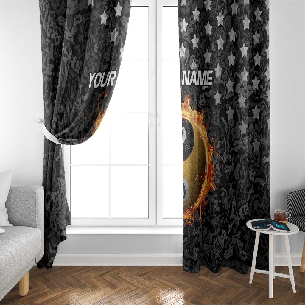 Personalized Yin Yang Billiards Window Curtain 8 Ball and 9 Ball in Fiery Black Camo Pattern - Wonder Print Shop