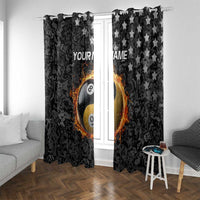 Personalized Yin Yang Billiards Window Curtain 8 Ball and 9 Ball in Fiery Black Camo Pattern - Wonder Print Shop