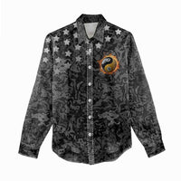 Personalized Yin Yang Billiards Women Casual Shirt 8 Ball and 9 Ball in Fiery Black Camo Pattern - Wonder Print Shop