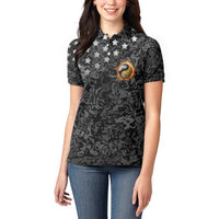 Personalized Yin Yang Billiards Women Polo Shirt 8 Ball and 9 Ball in Fiery Black Camo Pattern - Wonder Print Shop