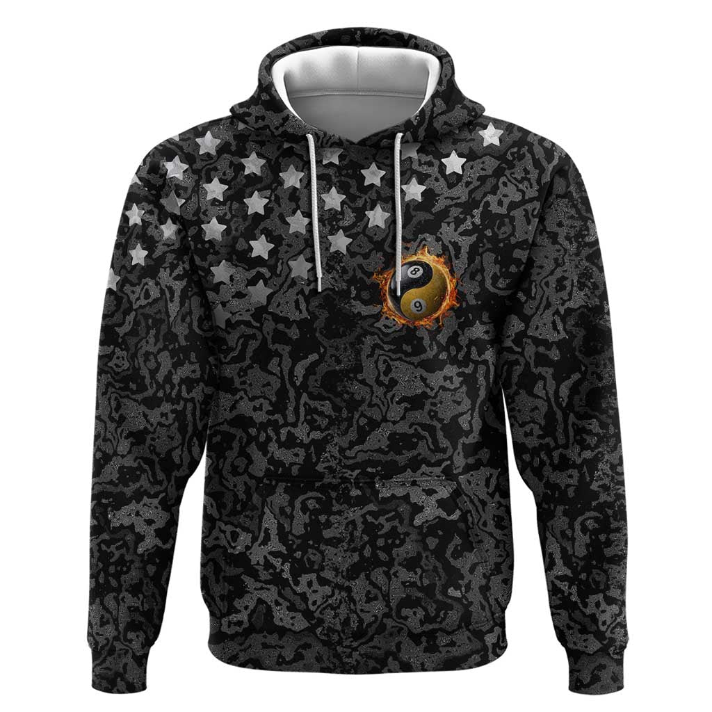 Personalized Yin Yang Billiards Zip Hoodie 8 Ball and 9 Ball in Fiery Black Camo Pattern - Wonder Print Shop