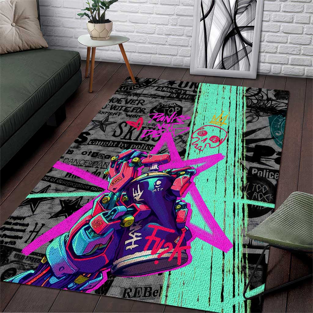Punk Cheetah Graffiti Area Rug with Punk Not Dead Street Art and Neon Jungle Design - Wonder Print Shop