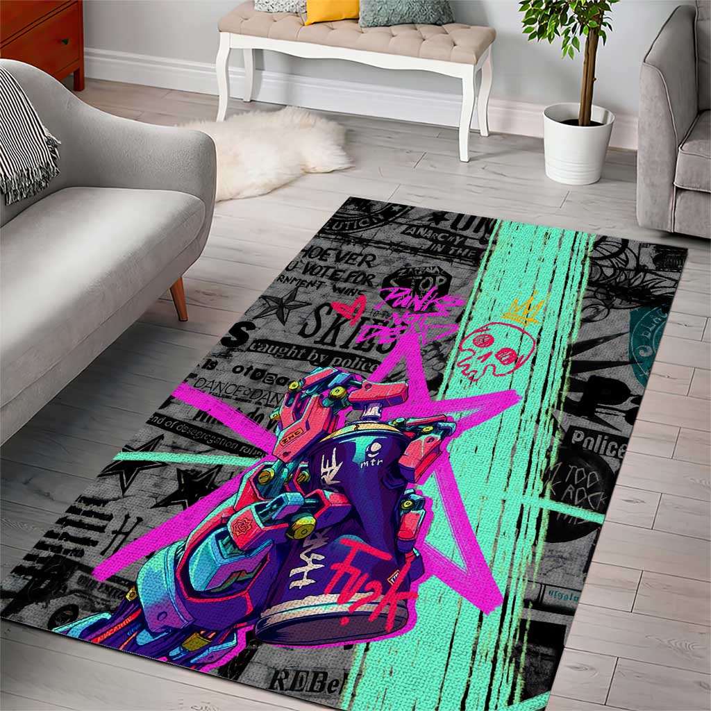 Punk Cheetah Graffiti Area Rug with Punk Not Dead Street Art and Neon Jungle Design - Wonder Print Shop