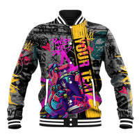 Punk Cheetah Graffiti Baseball Jacket with Punk Not Dead Street Art and Neon Jungle Design - Wonder Print Shop