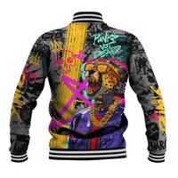 Punk Cheetah Graffiti Baseball Jacket with Punk Not Dead Street Art and Neon Jungle Design - Wonder Print Shop