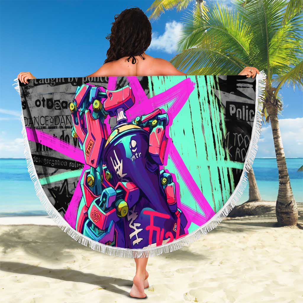 Punk Cheetah Graffiti Beach Blanket with Punk Not Dead Street Art and Neon Jungle Design - Wonder Print Shop
