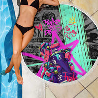 Punk Cheetah Graffiti Beach Blanket with Punk Not Dead Street Art and Neon Jungle Design - Wonder Print Shop
