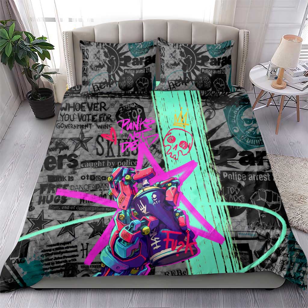 Punk Cheetah Graffiti Bedding Set with Punk Not Dead Street Art and Neon Jungle Design - Wonder Print Shop