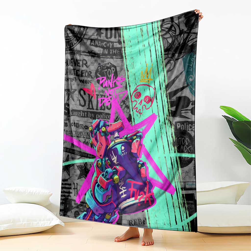 Punk Cheetah Graffiti Blanket with Punk Not Dead Street Art and Neon Jungle Design - Wonder Print Shop