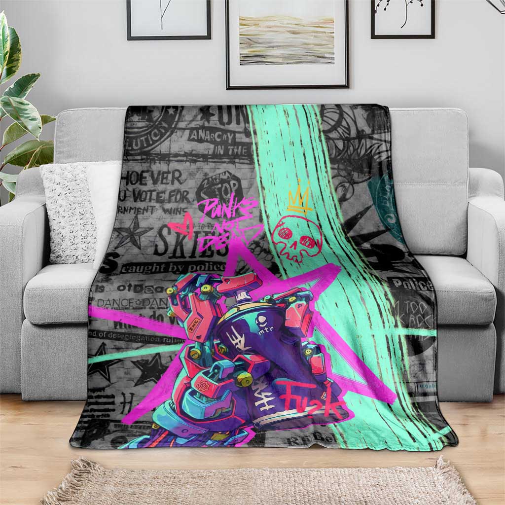 Punk Cheetah Graffiti Blanket with Punk Not Dead Street Art and Neon Jungle Design - Wonder Print Shop