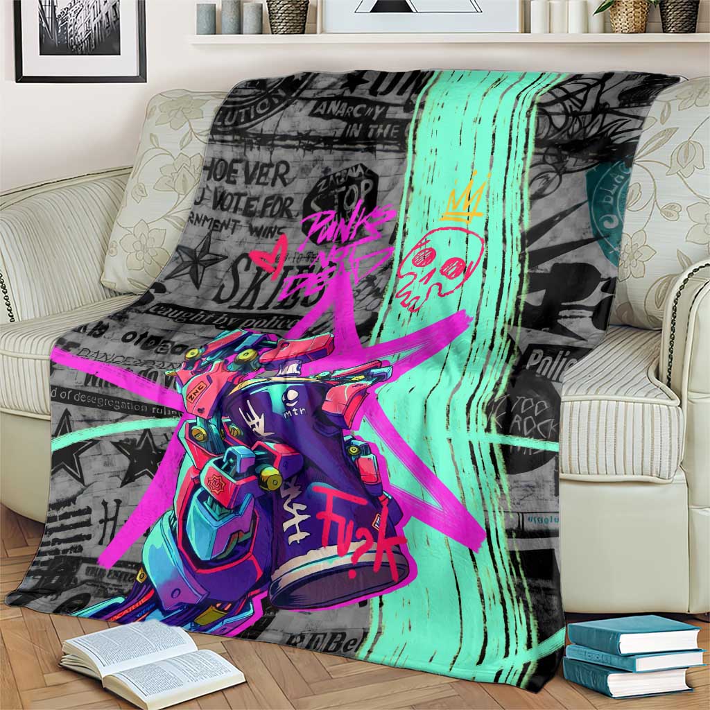 Punk Cheetah Graffiti Blanket with Punk Not Dead Street Art and Neon Jungle Design - Wonder Print Shop