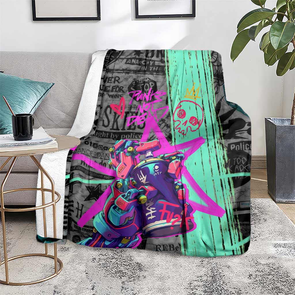 Punk Cheetah Graffiti Blanket with Punk Not Dead Street Art and Neon Jungle Design - Wonder Print Shop