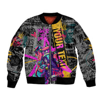 Punk Cheetah Graffiti Bomber Jacket with Punk Not Dead Street Art and Neon Jungle Design - Wonder Print Shop